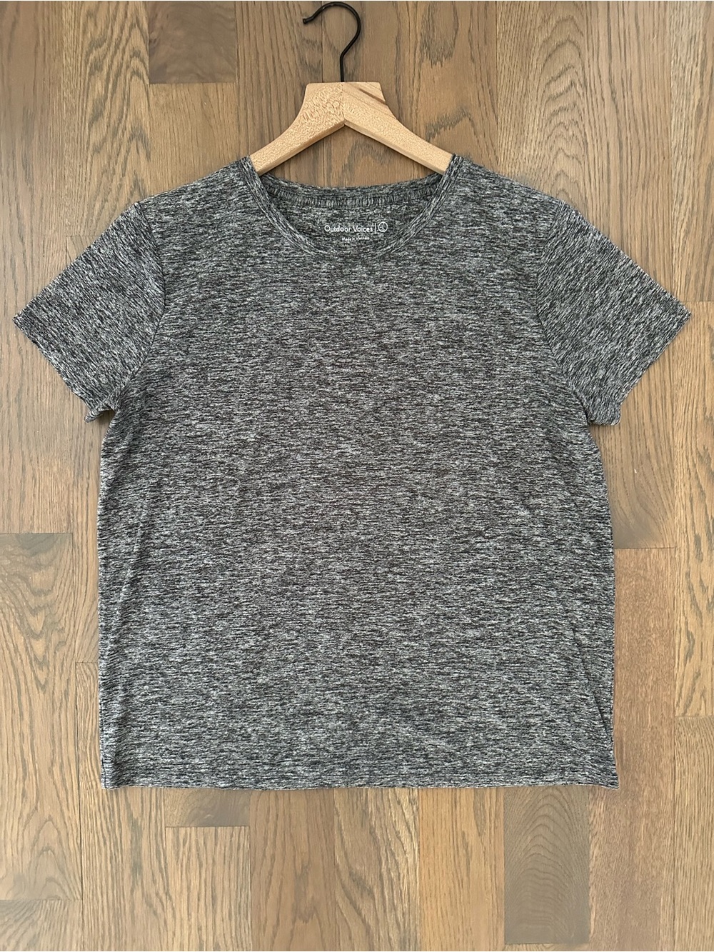 Outdoor Voices Cloudknit Crew Neck Short Sleeve Tee in Charcoal Grey Large